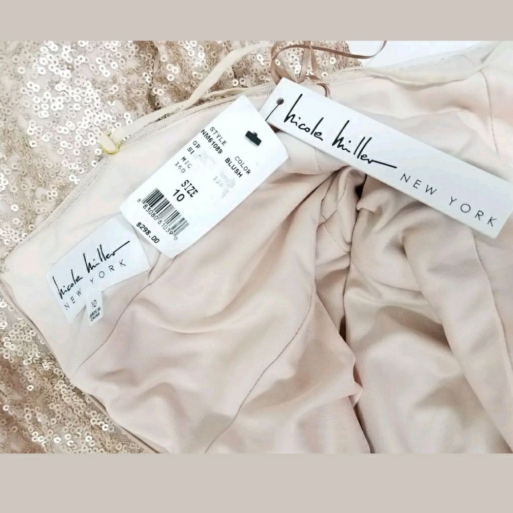 Nicole Miller New York sequin gown blush size 10 - Picture 7 of 8